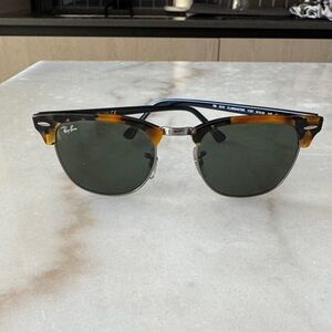 Ray-Ban Tortoiseshell and Black Sunglasses with Green Lenses